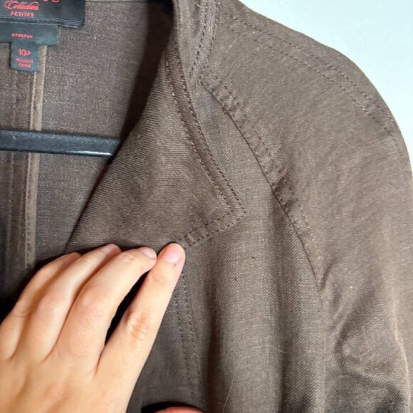 Talbots chocolate brown linen blend blazer jacket - Picture 2 of 5